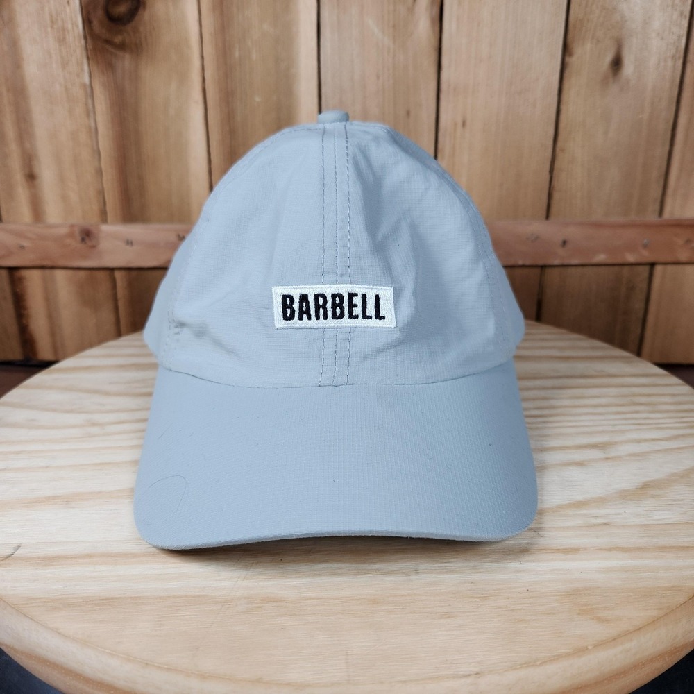 Barbell Apparel Hat Baseball Cap Strap Back Gray Nylon Lightweight Mens One Size
